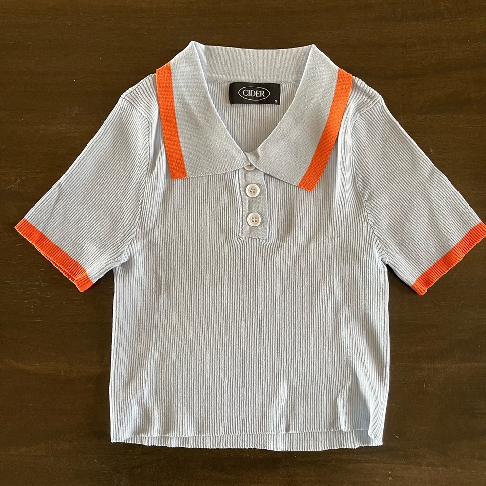 Cider Stretch Baby Blue Tennis Crop Top